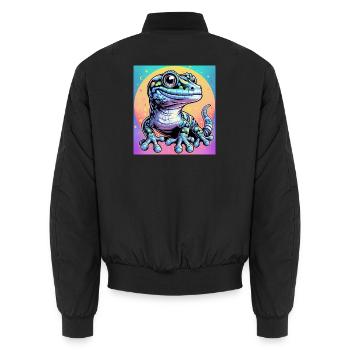 Gecko - Unisex Bomber Jacket - black - Back - AI Model Male 185 light (185cm)