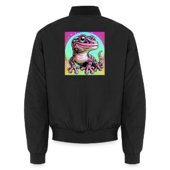 Gecko - Unisex Bomber Jacket - black - Back - AI Model Male 185 light (185cm)
