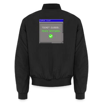 Support Ticket Closed IT Peace Restored Humor - Unisex Bomberjacke - Schwarz - Hinten - AI Model Male 185 light (185cm)