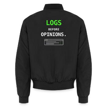 Journaux avant les options Don d’humour informatique pour sysadmin - Bomber unisexe - noir - Dos - AI Model Male 185 light (185cm)