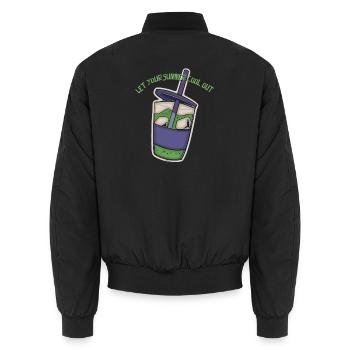 Sommerkühl-Drink Sticker - Unisex Bomberjacke - Schwarz - Hinten - AI Model Male 185 light (185cm)