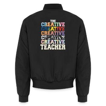 Kreative Lehrerin Teacher Bunt Geschenk - Unisex Bomberjacke - Schwarz - Hinten - AI Model Male 185 light (185cm)