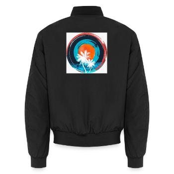 Palm Sonnenuntergangskreis - Unisex Bomberjacke - Schwarz - Hinten - AI Model Male 185 light (185cm)