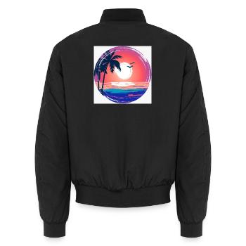 Sonnenuntergangs-Palmenkreis Ozean-Leuchten - Unisex Bomberjacke - Schwarz - Hinten - AI Model Male 185 light (185cm)