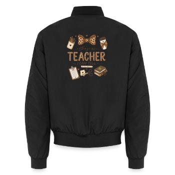 C’est une prof, je peux le dire | Professeur léopard mignon - Bomber unisexe - noir - Dos - AI Model Male 185 light (185cm)