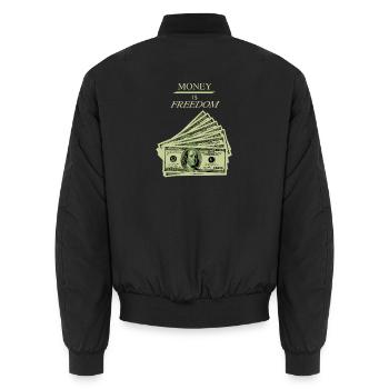 L’argent est la liberté Mentalité de richesse Conception du dollar - Bomber unisexe - noir - Dos - AI Model Male 185 light (185cm)
