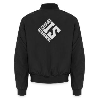 Recovery Is Badass Motivierend Erholung Zitat Logo - Unisex Bomberjacke - Schwarz - Hinten - AI Model Male 185 light (185cm)