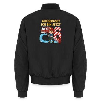 Aufgepasst Ich Bin Jetzt 6 Feuerwehr Geburtstag - Unisex Bomberjacke - Schwarz - Hinten - AI Model Male 185 light (185cm)