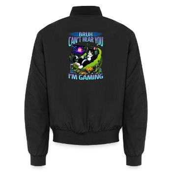 Gamer Gaming Cat Video Game - Unisex Bomberjacke - Schwarz - Hinten - AI Model Male 185 light (185cm)