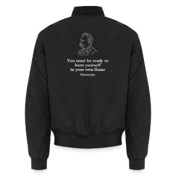 Nietzsche-Zitat - Unisex Bomberjacke - Schwarz - Hinten - AI Model Male 185 light (185cm)