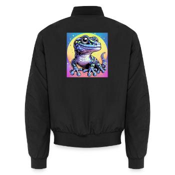 Gecko - Unisex Bomber Jacket - black - Back - AI Model Male 185 light (185cm)