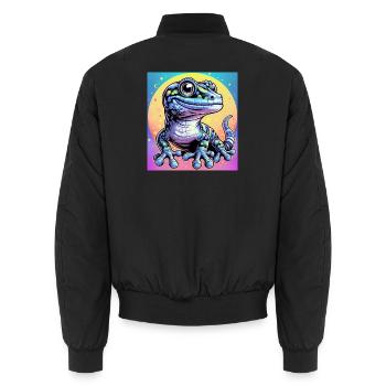Gecko - Unisex Bomber Jacket - black - Back - AI Model Male 185 light (185cm)