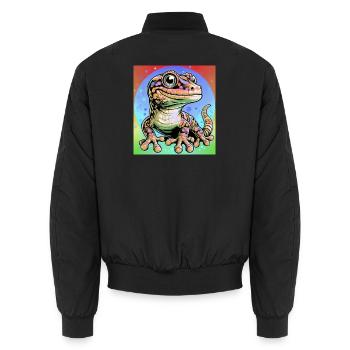 Gecko - Unisex Bomber Jacket - black - Back - AI Model Male 185 light (185cm)
