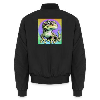 Gecko - Unisex Bomber Jacket - black - Back - AI Model Male 185 light (185cm)