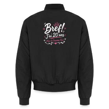 Femme cadeau d'anniversaire 40 ans - Bomber unisexe - noir - Dos - AI Model Male 185 light (185cm)