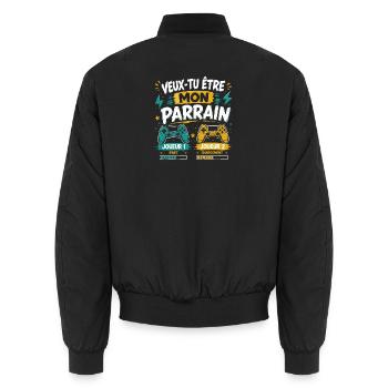 Veux-tu être mon parrain, Demande parrain gamer - Bomber unisexe - noir - Dos - AI Model Male 185 light (185cm)