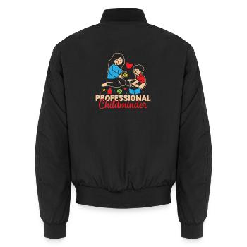 Tagesmutter Professional Childminder Nanny - Unisex Bomberjacke - Schwarz - Hinten - AI Model Male 185 light (185cm)