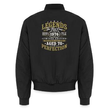 1976 Jahrgang Vintage Geburtstag Geschenk Retro - Unisex Bomberjacke - Schwarz - Hinten - AI Model Male 185 light (185cm)