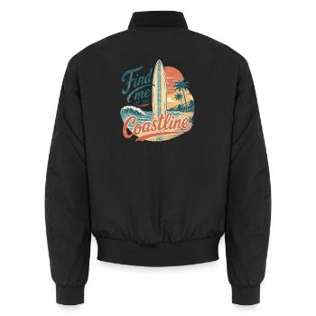 Find me at the coastline - Unisex Bomberjacke - Schwarz - Hinten - AI Model Male 185 light (185cm)