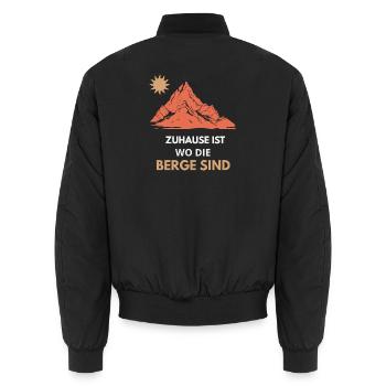 Zuhause ist wo Berge sind - Unisex Bomberjacke - Schwarz - Hinten - AI Model Male 185 light (185cm)