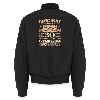 Baujahr 1996 Geburtstag 30 Jahre Vintage - Unisex Bomberjacke - Schwarz - Hinten - AI Model Male 185 light (185cm)