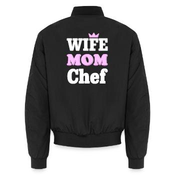 Wife Mom Chef - Statement Design für Mütter - Unisex Bomberjacke - Schwarz - Hinten - AI Model Male 185 light (185cm)