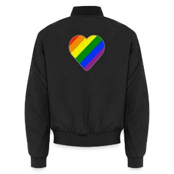 Herz mit Regenbogenstreifen - Unisex Bomberjacke - Schwarz - Hinten - AI Model Male 185 light (185cm)