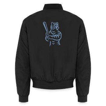 Minimalistische Tiger Baseballspieler Silhouette - Unisex Bomberjacke - Schwarz - Hinten - AI Model Male 185 light (185cm)