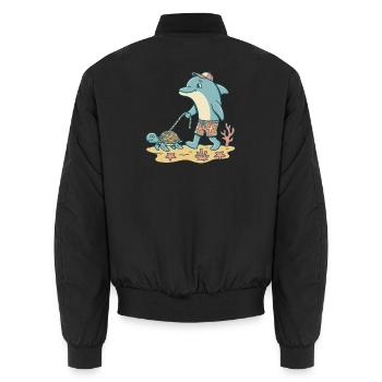 Delfin geht Gassi mit Schildkröte - Unisex Bomberjacke - Schwarz - Hinten - AI Model Male 185 light (185cm)