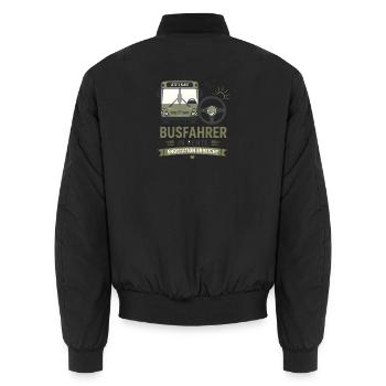 Busfahrer in Rente – Omnibus Ruhestand Geschenk - Unisex Bomberjacke - Schwarz - Hinten - AI Model Male 185 light (185cm)