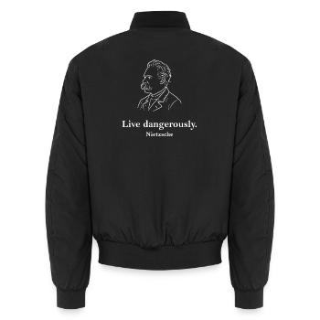 Live Dangerously Nietzsche-Porträt - Unisex Bomberjacke - Schwarz - Hinten - AI Model Male 185 light (185cm)
