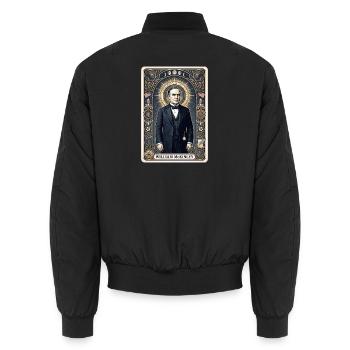 William McKinley Tarotkarte - Unisex Bomberjacke - Schwarz - Hinten - AI Model Male 185 light (185cm)