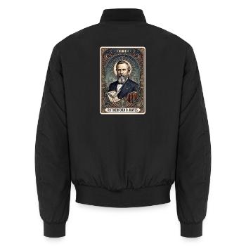 Rutherford B. Hayes Tarotkarte - Unisex Bomberjacke - Schwarz - Hinten - AI Model Male 185 light (185cm)