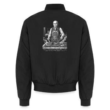 John Quincy Adams beim BBQ Grillen - Unisex Bomberjacke - Schwarz - Hinten - AI Model Male 185 light (185cm)