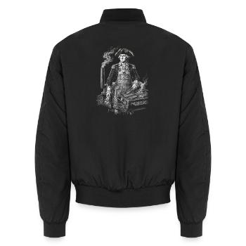 George Washington beim BBQ Grillen - Unisex Bomberjacke - Schwarz - Hinten - AI Model Male 185 light (185cm)