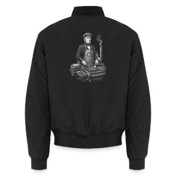 James K. Polk beim BBQ Grillen - Unisex Bomberjacke - Schwarz - Hinten - AI Model Male 185 light (185cm)