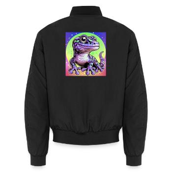 Gecko - Unisex Bomber Jacket - black - Back - AI Model Male 185 light (185cm)