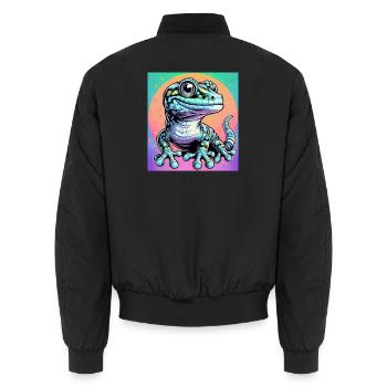 Gecko - Unisex Bomberjacke - Schwarz - Hinten - AI Model Male 185 light (185cm)