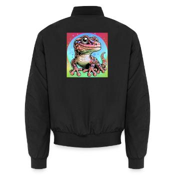 Gecko - Unisex Bomber Jacket - black - Back - AI Model Male 185 light (185cm)