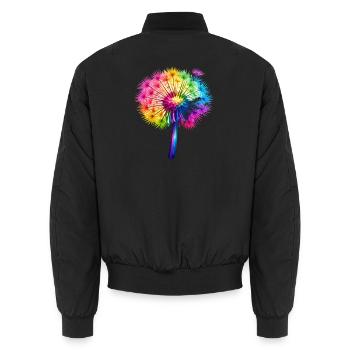 Regenbogen-Pusteblume - Unisex Bomberjacke - Schwarz - Hinten - AI Model Male 185 light (185cm)