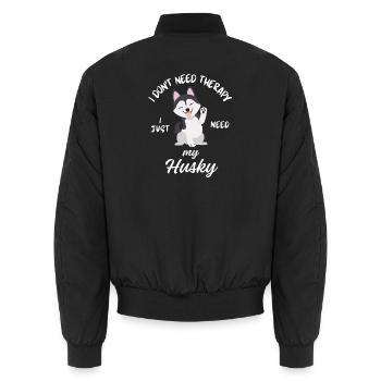 Husky-Therapiehund - Unisex Bomberjacke - Schwarz - Hinten - AI Model Male 185 light (185cm)