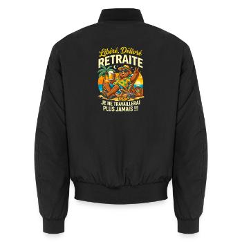 Ours Retraite Vacances Je Ne Travaillerai Plus - Bomber unisexe - noir - Dos - AI Model Male 185 light (185cm)
