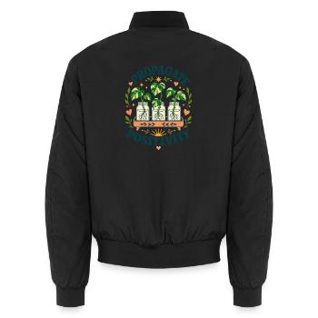 Propagate Positivity – Pothos Ableger - Unisex Bomberjacke - Schwarz - Hinten - AI Model Male 185 light (185cm)