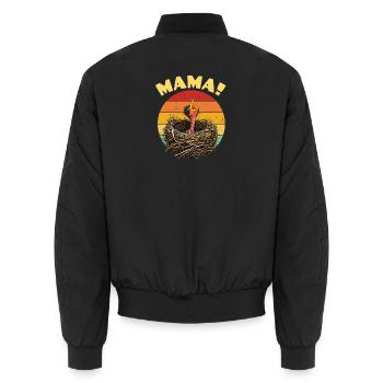 Mama Hatch Nest Retro Sonnenuntergang - Unisex Bomberjacke - Schwarz - Hinten - AI Model Male 185 light (185cm)
