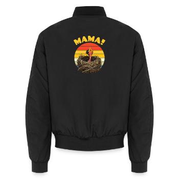 Mama Hungry Baby Bird - Unisex Bomberjacke - Schwarz - Hinten - AI Model Male 185 light (185cm)