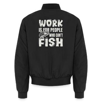 Angelhumor – Geschenk eines Fischerkollegen - Unisex Bomberjacke - Schwarz - Hinten - AI Model Male 185 light (185cm)