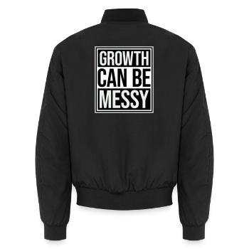 Growth Can Be Messy Persönlich Wachstum Zitat Logo - Unisex Bomberjacke - Schwarz - Hinten - AI Model Male 185 light (185cm)