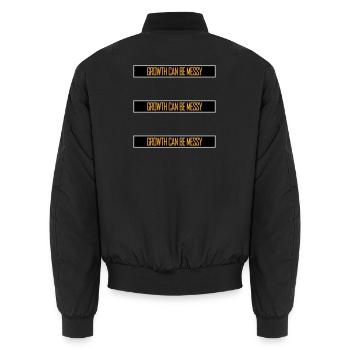 Growth Can Be Messy Persönlich Wachstum Zitat Logo - Unisex Bomberjacke - Schwarz - Hinten - AI Model Male 185 light (185cm)