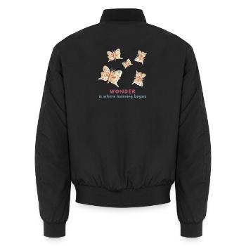 Wonder is where learning begins - Unisex Bomber Jacket - black - Back - AI Model Male 185 light (185cm)