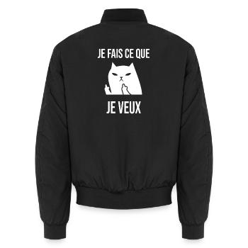 Chat Rebelle Je Fais Ce Que Je veux - Bomber unisexe - noir - Dos - AI Model Male 185 light (185cm)